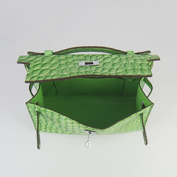 AAA Hermes Kelly 22 CM Stone Veins Leather Handbag Light Green H008 On Sale - Click Image to Close